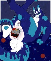 absurd_res anal anal_vore anthro bat beard belly black_hair blue_body blue_claws blue_fur blue_pawpads bluevixenad canid canine canis claws closed_eyes darnell_(red)_(bluevixenad) dire_wolf dragon duo facial_hair female female_pred fluffy_butt fur genitals grabbing_sheets hair hi_res hybrid long_tail looking_pleasured male male/female male_prey mammal markings megabat mythological_creature mythological_scalie mythology non_fatal_vore overweight overweight_female pawpads pink_pussy prehistoric_species pussy razzle_dazzle_(bluevixenad) red_beard red_facial_hair red_hair scalie space_print tail teal_markings vore white_belly wolf