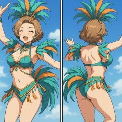 ai_generated bikini carnival carnival_(holiday) carnival_outfit dance dancing fire_emblem fire_emblem:_three_houses manuela_casagranda multiple_views