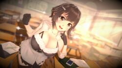 anna_anon big_breasts black breasts brown_hair classroom_setting female gloves myra_(anna_anon) schoolgirl skirt
