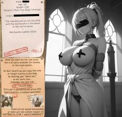 ai_generated anime black_tape bondage bondage bounty_hunters collar covered_eyes edited fantasy female fictional huge_boobs huge_breasts huge_breasts market naked nude panties photoshop roleplay slave slavegirl slavery special waifu