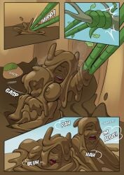 adventure_time ass_crack blazera bottomless bottomless_male branch_horns breast_on_head breast_squeeze butt_crack comic comic_page completely_covered_in_mud completely_nude_female dialogue finn_the_human gasp gasping_for_air heavy_breathing horns huntress_wizard mud mud_covered mud_on_body muddy nude nude_female outdoors post-orgasm post_blowjob quicksand rescue steamy_breath vine_tentacles vines