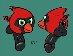 angry_birds anus avian bird cardinal chibi cute green_eyes hyper male male_only penis pulsar_(character) sen-en solo swollen