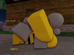 2boys 3d bee femboy femboysub gay gay_sex lamentlife_(oc) male_on_femboy mating_press outdoors public roblox roblox_avatar roblox_studio robloxian text