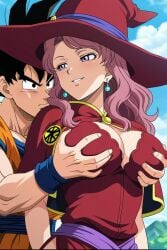 ai_generated black_clover breasts cheating cheating_girlfriend cheating_husband crossover dragon_ball dragon_ball_super dragon_ball_z excited_male goku grabbing grabbing_breasts grabbing_from_behind groping_breasts looking_at_another outside seductive_smile sexy smile son_goku unfaithful vanessa_enoteca