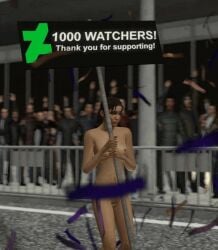 3d animated embarrassed_nude_female female_focus left_4_dead masterzenus milestone_celebration only_one_naked parade public_nudity sfm zoey_(left_4_dead)