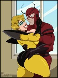 1boy 1girls ant-man ant-man_(series) ass big_ass big_breasts big_butt blonde_hair blonde_hair_female bodysuit breast_press breast_squeeze breasts couple hank_pym kissing lipstick marvel marvel_comics moisesgrafic rita_demara short_hair short_hair_female short_hair_male straight superhero superhero_costume superheroine tagme yellow_jacket yellow_jacket_(marvel) yellow_jacket_(rita_demara)