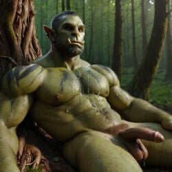 ai_generated bara big_muscle big_penis erection green_skin huge_cock ia_generated male muscular_male orc orc_male orced penis