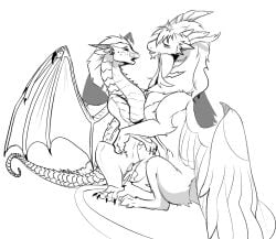 absurd_res aroused dragon duo female feral ganymede_lacebark genitals hi_res lonpo male male/female moan mythological_creature mythological_scalie mythology nightwing_(wof) pussy sandwing_(wof) scalie sunny_(wof) tail tail_fetish tail_play wings_of_fire