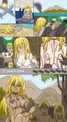 blonde_hair comic corruption dark_skin nipples original original_character pregnant stripping tribalization