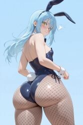 ai_generated arfx back_view bare_thighs big_ass big_butt blue_hair blush bunny_ears bunny_girl bunnysuit fat_ass femboy fishnets genderswap_(mtf) gigantic_ass huge_thighs light-skinned_female light_skin long_hair looking_back massive_ass rabbit_ears rabbit_tail rimuru_tempest small_breasts solo_female squatting sweat sweatdrop tensei_shitara_slime_datta_ken thick_body thick_female thick_thighs thighs thighs_bigger_than_head voluptuous voluptuous_female yellow_eyes