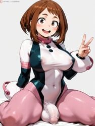 bodysuit bulge bulge_through_clothing futanari ochako_uraraka