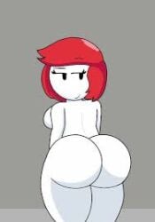 1girls ass ass_focus big_ass cowboy_shot ellie_rose eyelashes female female_only henry_stickmin_(game) huge_ass looking_back looking_over_shoulder low_res no_nose red_hair solo standing stick_figure tagme white_body