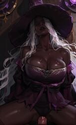 ai_generated anal anal_sex anal_sex big_breasts big_breasts bimbo bimbo_body bimbo_lips black_body black_lips black_lipstick black_makeup breasts dark-skinned_female dark_body dark_makeup dark_skin elden_ring elden_ring_nightreign enormous_breasts goth goth_girl goth_makeup gothic gothic_girl hidden_eyes lips lipstick makeup massive_breasts mature_female mature_woman milf missionary_position missionary_sex purple_dress recluse_(elden_ring) recluse_(nightreign) seductive seductive_mouth stable_diffusion white_hair witch witch_costume witch_hat