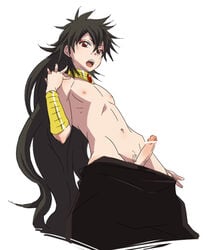 1boy censored femboy judal judar looking_at_viewer magi:_the_labyrinth_of_magic male_only penis solo tagme undressing