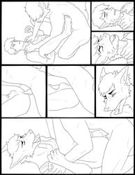 anal anal_sex asphyxiation ass canine choking hollyk human knot male mammal nude original original_character penetration penis transformation were werewolf wolf yaoi