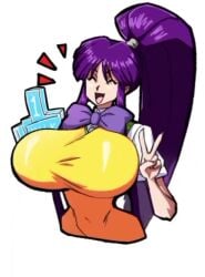 1girls animated big_breasts bouncing_breasts bowtie breasts eiken enormous_breasts eyelashes female female_focus female_only high_ponytail human jiggle jiggling_breasts kirika_misono large_breasts loop ponytail purple_hair school_uniform schoolgirl solo tagme tied_hair video