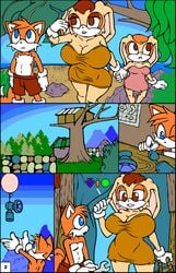 anthro big_breasts breasts canine cleavage comic cream_the_rabbit female fox fur furry furry_only lagomorph male mammal rabbit sonic_(series) tails terrenslks torn_clothes vanilla_the_rabbit wardrobe_malfunction