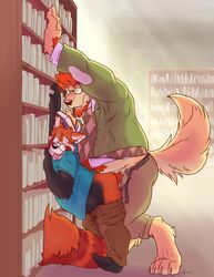 anal anal_sex belly bravo canine chubby clothed clothing dayne encore facial_hair gay hair larger_male library male male_only mammal nerd overweight penetration red_panda size_difference sweater_vest were werewolf yaoi