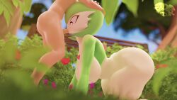 1boy 1boy1girl 1girls adriandustred all_fours animated big_ass big_breasts blowjob breasts gardevoir heart-shaped_pupils naked nude nude_female nude_male outdoors pokemon sound tagme video