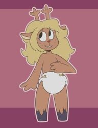 1girls abdl ageplay cute deltarune diaper diaper_fetish mostly_nude noelle_holiday undertale_(series)