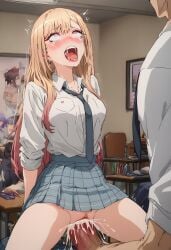 ai_generated begging black_tie blush clothed_sex kitagawa_marin massive_cock orgasm orgasm_face school_uniform sex shirt size_difference skirt sono_bisque_doll_wa_koi_wo_suru