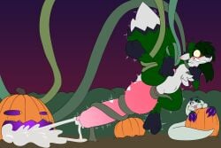 absurd_res animal_genitalia animal_penis anthro balls big_penis blue_eyes blush blush_lines bodily_fluids bondage bound canid canine canine_genitalia canine_penis claws cum cumshot digitigrade dipstick_tail dragon duo ejaculation erection excessive_cum excessive_genital_fluids food fox fruit fur genital_fluids genitals green_body green_fur halloween hi_res holidays huge_cock hyper hyper_genitalia hyper_penis icedragondee_(artist) jack-o'-lantern knot knot_grab knot_root knot_root_grab knot_tugging knotted_penis looking_at_another looking_surprised male mammal markings mythological_creature mythological_scalie mythology penis pink_penis plant ponytail pumpkin purple_glow raised_leg red_fox scalie tail tail_markings tapering_tail tentacle throbbing throbbing_knot throbbing_penis true_fox vine_bondage vine_tentacles white_body white_fur yellow_eyes yttri_(icedragondee) zerofox