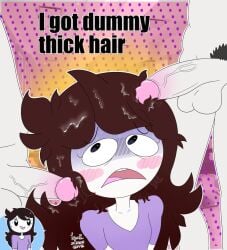 1girls 2boys blush comic comic_cover dubious_consent hair_fetish jaiden_animations penis_in_hair threesome