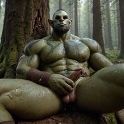 ai_generated bara big_muscle big_penis erection green_skin huge_cock ia_generated male muscular_male orc orc_male orced penis