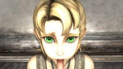 3d animated blonde_hair deepthroat fellatio green_eyes hair humanoid ilia looking_at_viewer nintendo oral pov rape short_hair short_hair_female small_penis the_legend_of_zelda twilight_princess