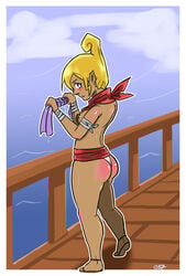 ass blonde_hair blush breasts female nipples ocean os7 panties solo tetra the_legend_of_zelda the_wind_waker wet wind_waker young