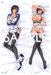 breasts dakimakura female kagami_hirotaka kangoku_senkan large_breasts lilith-soft looking_at_viewer maid military_uniform naomi_evans nipples sweat uniform