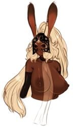 breasts bunny_ears dark-skinned_female dark_areolae dark_skin female female_only final_fantasy final_fantasy_xii fran humanoid kemonomimi looking_at_viewer nipples parted_lips red_eyes solo steffydoodles upper_body viera