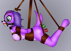 anthro ball_gag blue_eyes bondage breasts female folwilliar fur furry furry_only gag littlest_pet_shop nude penetration purple_fur solo vibrator vibrators zoe_trent