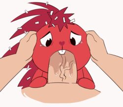 anthro big_penis buckteeth fellatio female flaky_(htf) forced forced_oral happy_tree_friends heart human interspecies intest male mammal oral penis porcupine rape rodent sex solo_focus straight tears teeth