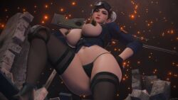 1girls 3d asian asian_female ass big_ass big_breasts big_hips black_panties black_thighhighs blush blushing blushing_at_viewer bouquetman breasts capcom chinese chinese_female chun-li covered_nipples female female_only from_below from_below_view gloves gun hand_on_hip hand_on_own_hip hips holding_gun holding_object holding_sniper_rifle holding_weapon hourglass_figure human human_female human_solo large_ass large_breasts large_hips lipstick nipple_covers panties red_lipstick sheer_legwear sniper sniper_rifle solo solo_female stockings street_fighter string_panties tagme thick_thighs thighhighs thighs weapon wide_hips