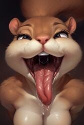 ahe_gao ai_generated anthro close-up drooling lightunicorn7 saliva sandy_cheeks tagme tongue_out