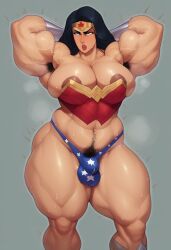 1futa abs ai_generated almost_naked amazon areola_slip areolae armpit_hair armpits arms_behind_head arms_up ball_bulge balls_in_panties balls_under_clothes bandeau barely_clothed biceps big_balls big_breasts big_muscles black_hair blue_underwear bracers breast_squeeze breasts bulge bulky bush bustier busty circlet civitai cleavage color excessive_pubic_hair flaccid flexing front_view futa_sans_pussy futanari hairy_armpits happy_trail headband huge_breasts jimojo lingerie long_hair midriff muscular muscular_arms muscular_futanari muscular_thighs navel penis_under_clothes pony_diffusion_xl pubic_hair pubic_hair_peek shiny_skin simple_background skimpy skimpy_clothes skimpy_costume steam steaming_body steamy_armpits strapless superheroine sweat sweating sweaty_breasts sweaty_thighs thick_thighs thighs thong triceps tubetop underwear veiny_arms veiny_muscles wide_hips wonder_woman wristband