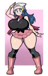 1girls alternate_breast_size breasts curvy curvy_figure dawn_(pokemon) female female_focus female_only large_breasts light-skinned_female light_skin looking_at_viewer mauwabow nintendo pokemon skirt solo thick_thighs thighs wide_hips