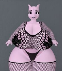 big_ass big_breasts breasts bubble_butt cleavage female ferialexonar fishnets huge_ass huge_breasts mewtwo nintendo pasties pokemon pokemon_(species) tagme thick_thighs wide_hips