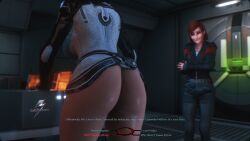 2girls 3d ass big_ass commander_shepard dat_ass female female_only femshep half-dressed mass_effect meme miranda_lawson raiden3d