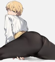 1girls ass athletic athletic_female big_ass blonde_hair blue_eyes cameltoe clothed dat_ass earrings fat_ass female fit fit_female flexible from_behind gloves huge_ass inviting king_(snk) king_of_fighters legs_spread light-skinned_female light_skin long_sleeves looking_at_viewer looking_back open_legs pale-skinned_female pale_skin pants pov seductive seductive_eyes seductive_look shirt short_hair showing_ass split splits spread_legs spreading thick thick_ass thick_thighs thighs tight_pants tight_pussy urec voluptuous voluptuous_female white_shirt white_skin