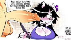 1boy 1girls big_ass big_penis blowjob cherryblossomvo comic comic_dub crimsoncrow_va duo fellatio female flaky_(quavernsfw) huge_cock male mango_quaver_(male) medium_breasts oc oral original quavernsfw tagme text thick_thighs vagina video