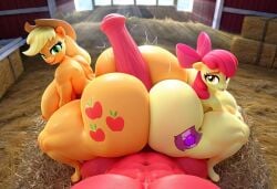 1boy 2girls ai_generated apple_bloom_(mlp) applejack_(mlp) ass ass_focus assjob assjob_paizuri big_breasts big_butt big_macintosh_(mlp) big_penis bubble_ass bubble_butt buttjob buttjob/paizuri double_paizuri earth_pony equestria_girls farm fat_ass hasbro huge_ass huge_breasts huge_butt huge_cock my_little_pony stud thick_thighs thunder_thighs