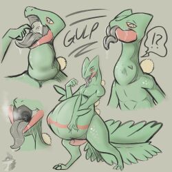 1:1 absurd_res arkailart black_internal bodily_fluids body_in_mouth body_inside_body breath dripping duo generation_3_pokemon genitals grinding hand_on_belly hi_res human looking_at_viewer mammal mouth_shot neck_bulge nintendo open_mouth oral_vore panting penis pokemon pokemon_(species) saliva saliva_drip saliva_on_tongue saliva_string sceptile sequence sigh steam steamy_breath stomach_bulge swallowing swallowing_sound_effect thick_tongue tongue tongue_out vore