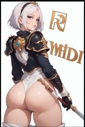 adepta_sororitas ai_generated armor ass bitch caked_up curvy dat_ass eteeming fat_ass female_only from_behind grabbing_ass holding_object holding_sword short_hair sister_of_battle spreading_ass thick_ass warhammer_(franchise) warhammer_40k white_hair white_pants