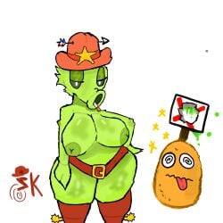 1:1 1girls absurd_res absurd_resolution absurdres cigarette cigarette_in_mouth cowboy_boots cowgirl_boots cowgirl_hat cowgirl_outfit el_sick female green_skinned_female hi_res high_resolution highres humanoid humanoidized law_pea_(pvz) law_pea_(pvzgw2) peashooter peashooter_(pvz) plantie plants_vs_zombies plants_vs_zombies:_garden_warfare popcap_games sheriff sheriff_badge wall-nut_(pvz)