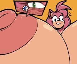 amy_rose colacoot female giantess huge_breasts macro male micro microscopic pink_nipples sonic_(series) sonic_the_hedgehog