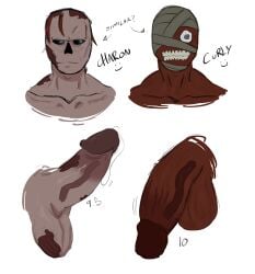 2boys big_penis blue_eyes charon_(fallout) cum curly_(mouthwashing) fallout fallout_3 ghoul ghoul_(fallout) male male_focus male_only mouthwashing penis uncensored veiny xawenoff