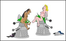 2girls alien alien_sex blonde_female blonde_hair blonde_hair blonde_hair_female breasts brown_body brown_nipples brown_skin clothes_on_floor dalek discarded_clothing doctor_who female naked naked_female nipples nude nude_female nudity pakistani_female pink_nipples sci-fi science_fiction sitting tentacle tentacle tentacle_in_pussy tentacle_sex the_doctor thirteenth_doctor white_background women yasmin_khan