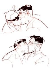 blush engineer_(team_fortress_2) french_kiss french_kissing gay glasses heavy_breathing jb_the_sinner kissing medic_(team_fortress_2) old_man older_male passionate passionate_kiss sweat team_fortress_2 tongue_kiss yaoi